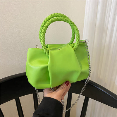 Crossbody Bag For Women Wrinkle Shape Mini Solid Color Handbag
