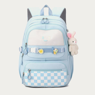 Backpack For Women Plaid Pattern Bright Color Simple Schoolbag