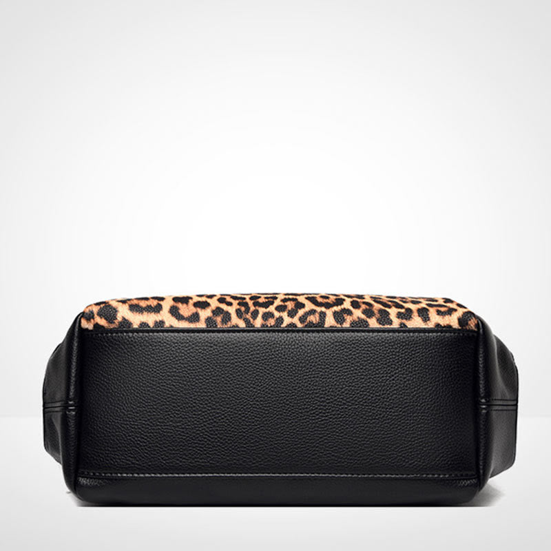 Leopard Zebra Print Tote For Women Vegan Leather Large Handbag