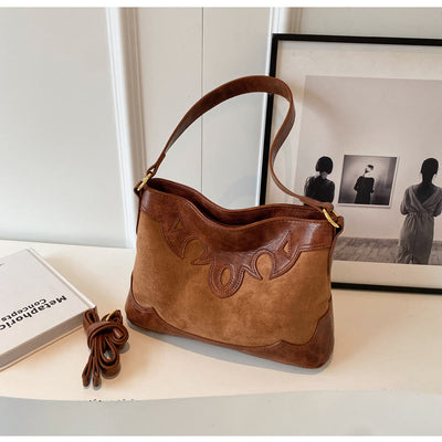 Retro Underarm Bag For Women Commutor Soft Lint Shoulder Bag
