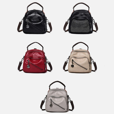 Multi-function Soft Faux Leather Shoulder Bag Convertible Backpack Purse