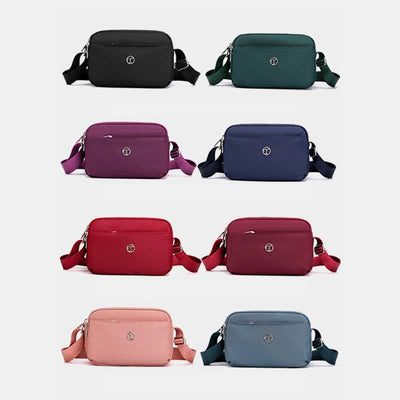 Triple Zip Small Crossbody Purse for Women Lightweight Casual Shoulder Bag
