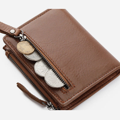 Genuine Leather RFID Wallet For Men Minimalist Large Retro Purse