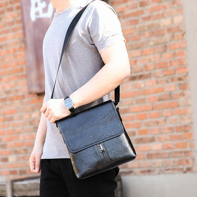 Vintage Leather Messenger Shoulder Crossbody Bag for Men Work Business