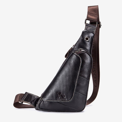 Vintage Leather Crossbody Sling Backpack Chest Bag Travel Hiking Daypack