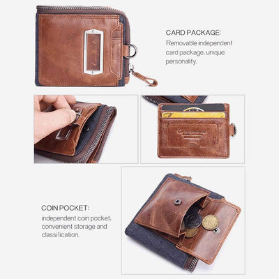 Vintage Leather Wallet Super Roomy Bifold Short Wallet for Men