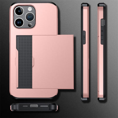 Iphone Slide Card Phone Case 2 In 1 Anti Fall Wallet Case for iPhone 14/15/16