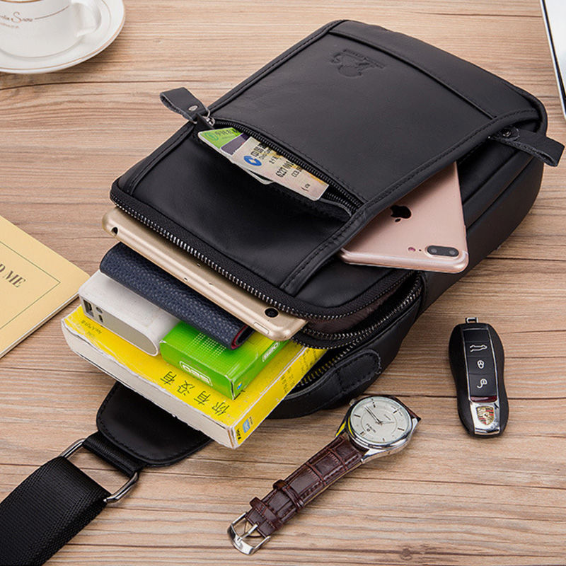 Waterproof Real Leather Retro Sling Bag