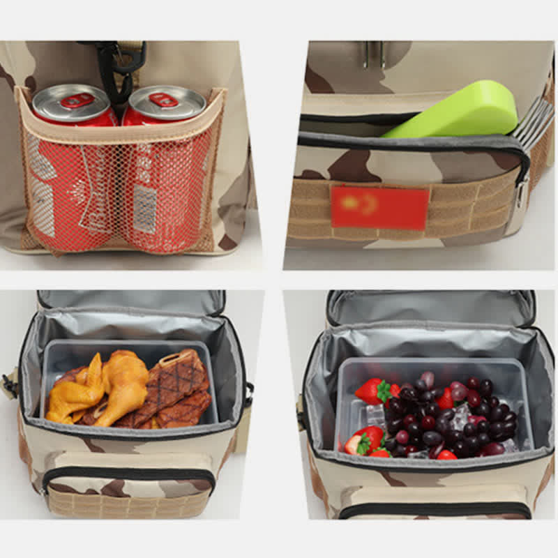 Tactical Outdoor Insulated Bag Portable Lunch Bag Handbag with Crossbody Strap