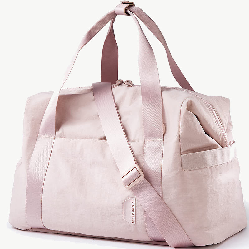 Plain Color Fitness Bag Women Men Crossbody Nylon Duffel Bag