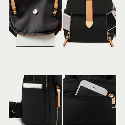 Nylon Backpack For Women Solid Color Large Capacity Leisure Bag