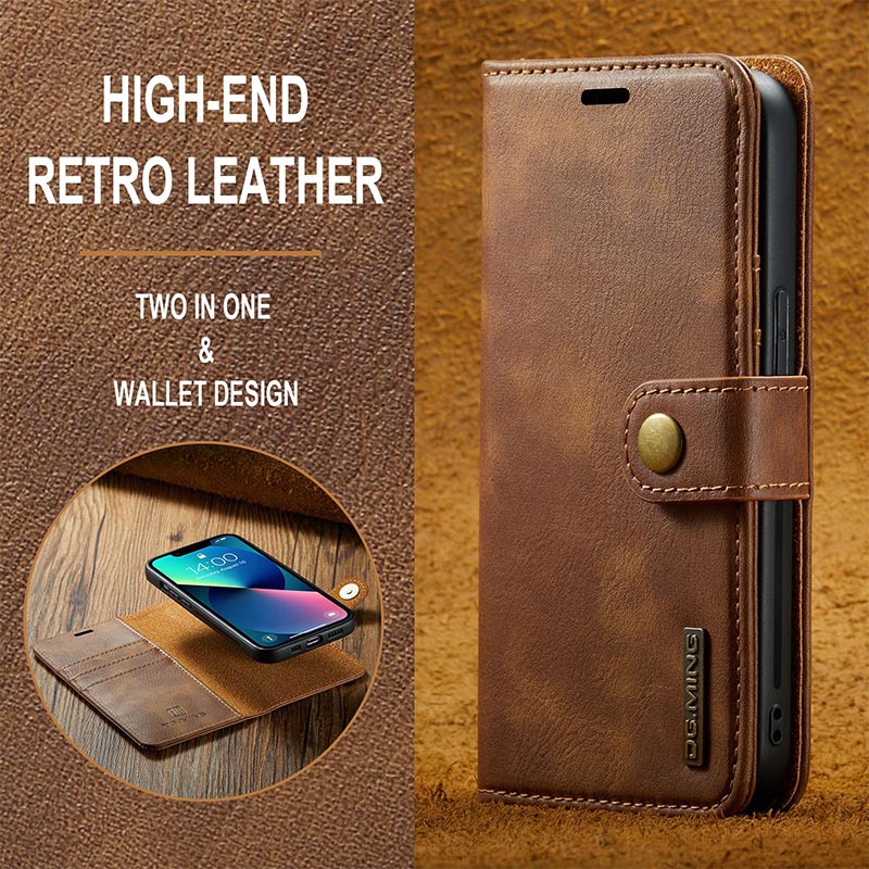 Magnetic Wallet Case for iPhone 13 Pro Max Multi Model Handmade PU Leather