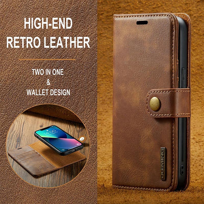 Magnetic Wallet Case for iPhone 13 Pro Max Multi Model Handmade PU Leather