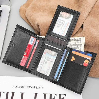 RFID Leather Wallet for Men Front Pocket Slim Trifold Wallet
