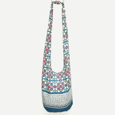 Shoulder Bag for Women Printing Flower Daily Cotton Crossbody Bag
