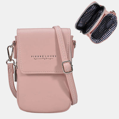 Mini Phone Bag For Women Leather Double Compartment Crossbody Bag