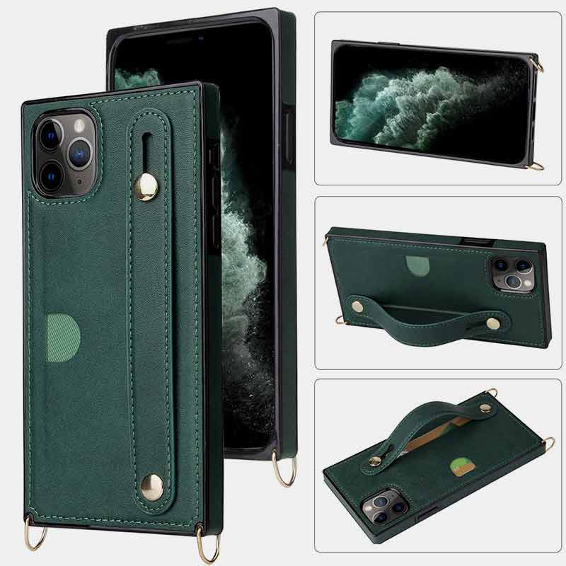 Compatible with iPhone 11/12/13/14 Phone Case Card Holder with Crossbody Strap