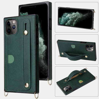 Compatible with iPhone 11/12/13/14 Phone Case Card Holder with Crossbody Strap