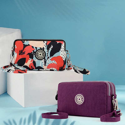 3 Zip Mini Crossbody Bag Lightweight Cellphone Wallet Long Wristlet Purses