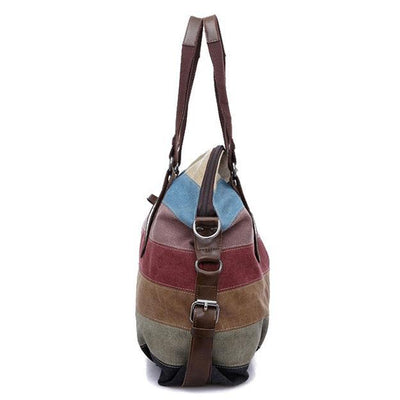 Color Block Stripe Vintage Shoulder Bag