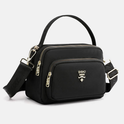 Triple Zip Crossbody Bag for Women Waterproof Lightweight Nylon Shoulder Handbag