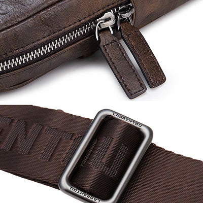 Men's Leather Sling Bag Chest Bag One Shoulder Backpack Crossbody Bag