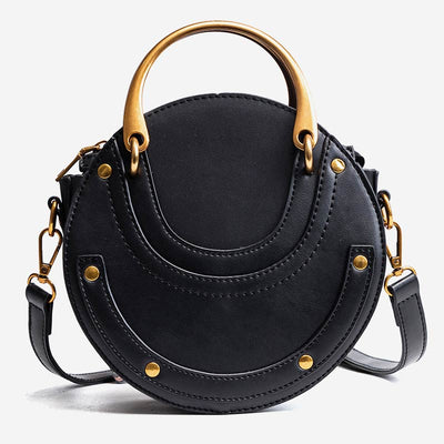 Large Capacity Round Shape Elegant Top-Handle Bag With Metallic Handle