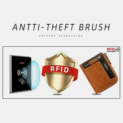 RFID Blocking Small Zip Around Leather Wallet Front Pocket Wallet