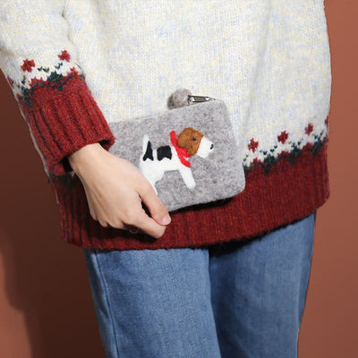 Wool Felt Wallet For Women Kids Cute Animal Coin Purse