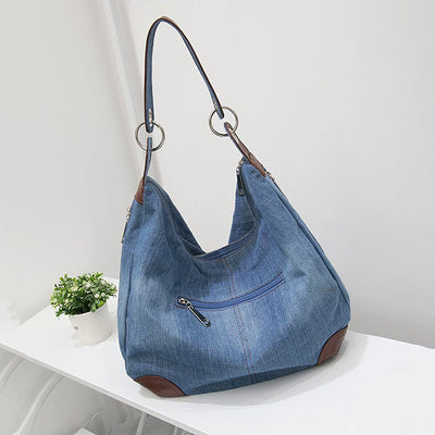 Multifunctional Classic Denim Tote Hobo Shoulder Crossbody Bag