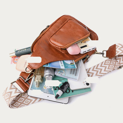 Vintage Soft Leather Sling Bag for Women Large Capacity Shoulder Daypack