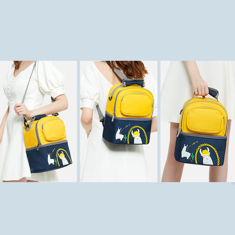 Mommy Bag For Women Cartoon Multifunctional Two-Layer Design Outdoor Backpack