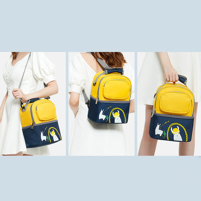 Mommy Bag For Women Cartoon Multifunctional Two-Layer Design Outdoor Backpack