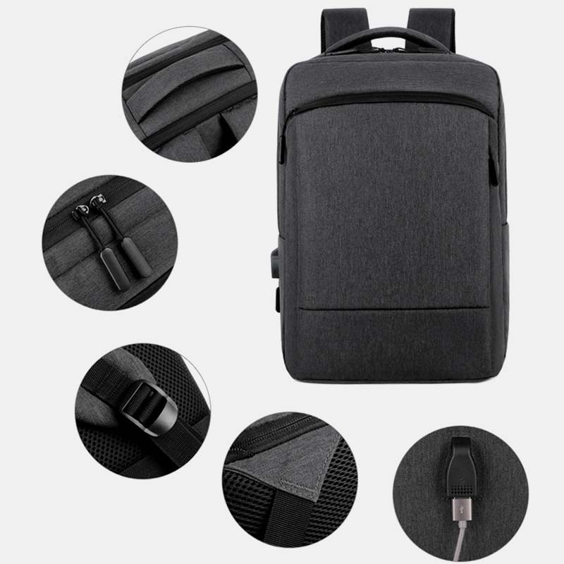 Large Capacity Lightweight Waterproof Expandable Business Backpack With USB Charging Port