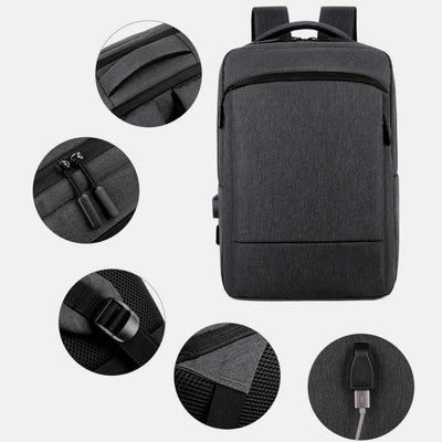 Large Capacity Lightweight Waterproof Expandable Business Backpack With USB Charging Port