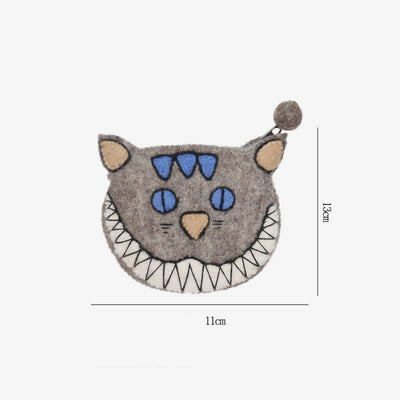Wool Felt Coin Purse Cute Cartoon Furry Animal Shape Wallet
