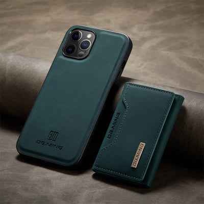 2 In 1 Magnetic Wallet Phone Case for iPhone PU Leather Trifold Wallet Case