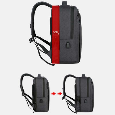 Large Capacity Lightweight Waterproof Expandable Business Backpack With USB Charging Port