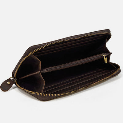 Long Wallet For Men RFID Retro Embossing Leather Phone Bag