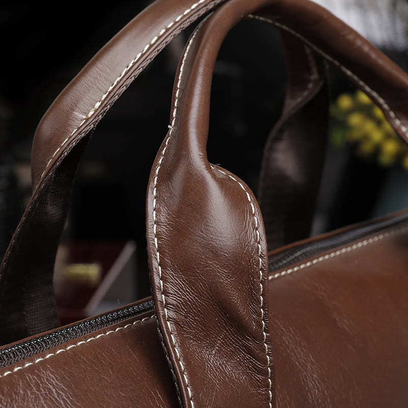 Business Briefcase Messenger Bag For Men Genuine Leather Laptop Bag