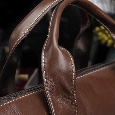 Business Briefcase Messenger Bag For Men Genuine Leather Laptop Bag