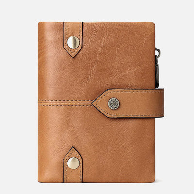 Billfold Passcase Wallets for Men Women Durable Genuine Leather Wallet