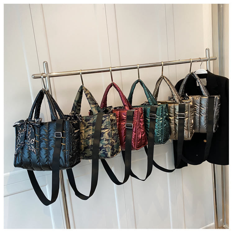 Down Handbag Large Capacity Detachable Strap Crossbody Tote For Winter