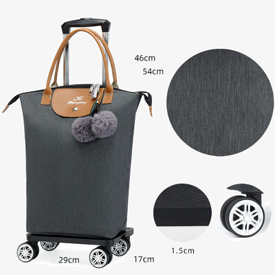 Multifunctional Portable Trolley For Women Detachable Folding Wheel Tote
