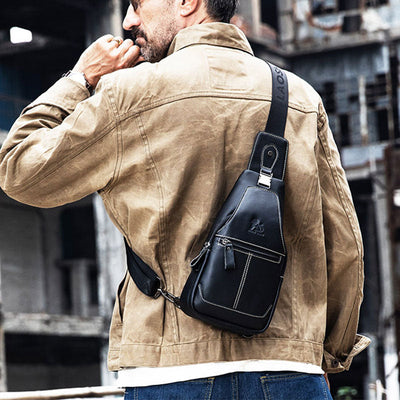 Multi-Pocket Vintage Sling Bag With Headphone Jack