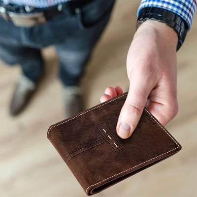 Retro Triple Fold Wallet Mens Thin Leather Coin Purse