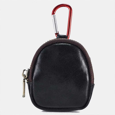 Mini Leather Zipper Coin Purse Cowhide Leather Cute Purses Wallet