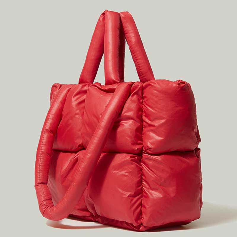 Women Large Capacity Quilted Puffer Tote Bag Soft Padded Down Handbag