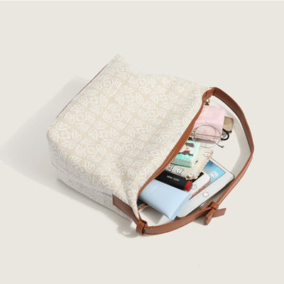 Canvas Handbag for Women Houndstooth Print Shoulder Bag Hobo Satchel