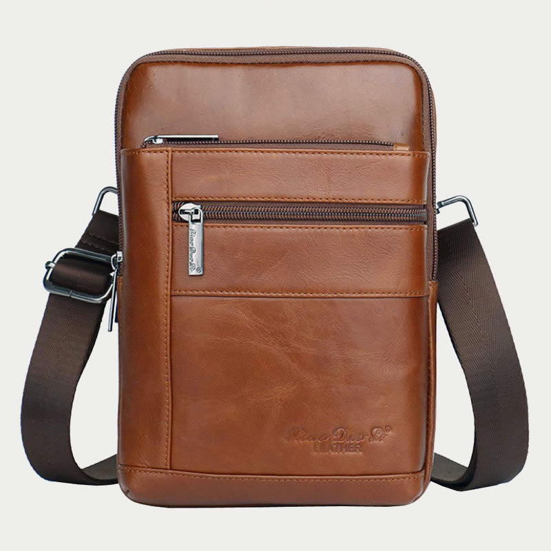 Messenger Bag For Men Three Styles Pockets Leather Crossbody Bag